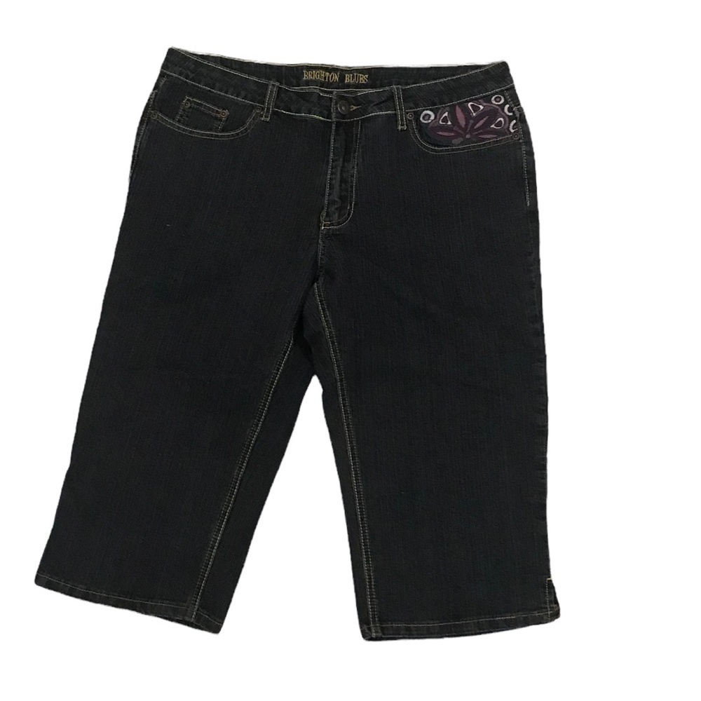Brighton Blues Women’s Embroidered Beaded Capri Jeans Size 8
